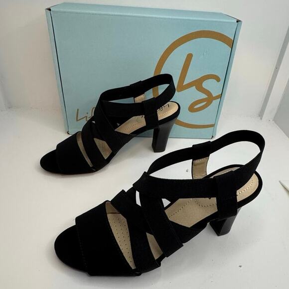 LifeStride Charlotte Black Slingback Block Heel Sandals Size 6.5W - Picture 2 of 13